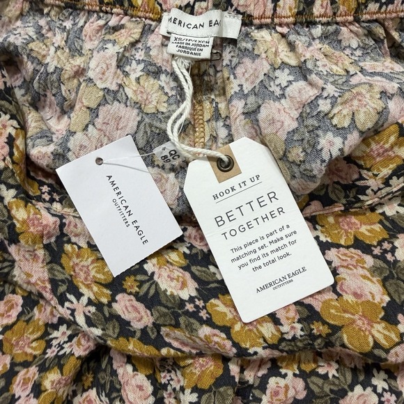 American Eagle High-Waisted Floral Wide-Leg Pants Womens XS Loose - Picture 6 of 12